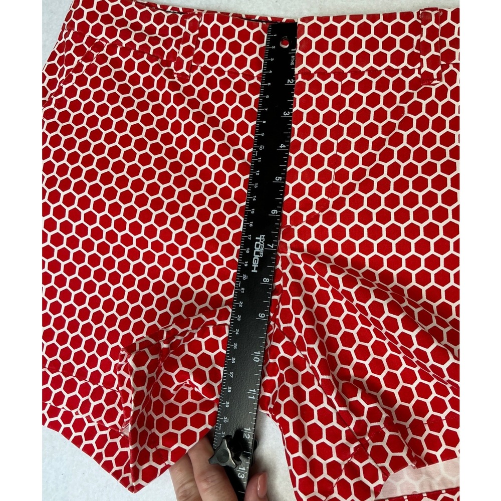 Tommy Hilfiger Womens Red White Honeycomb Geometric Chino Shorts Size 6 - Picture 7 of 10